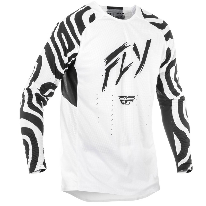 Tricou motocross FLY Racing Evolution alb-negru
