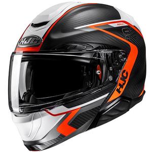 Cască de motocicletă rabatabilă HJC RPHA 91 CARBON Lagos MC6HSF negru-gri-portocaliu