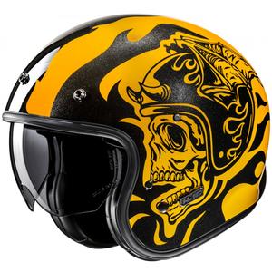 Casca moto deschisa HJC V31 Flame MC3 galben-negru