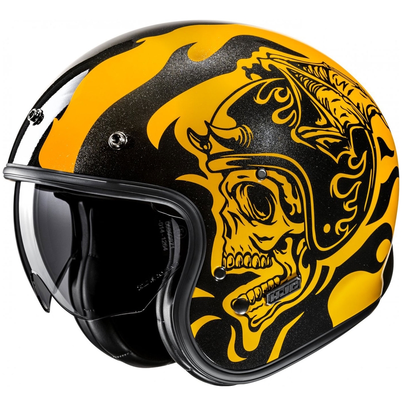 Casca moto deschisa HJC V31 Flame MC3 galben-negru
