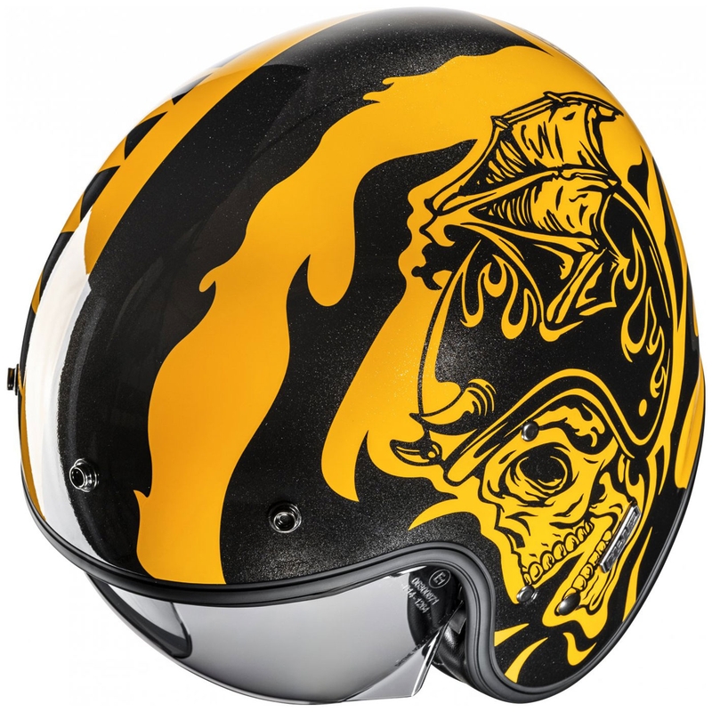 Casca moto deschisa HJC V31 Flame MC3 galben-negru