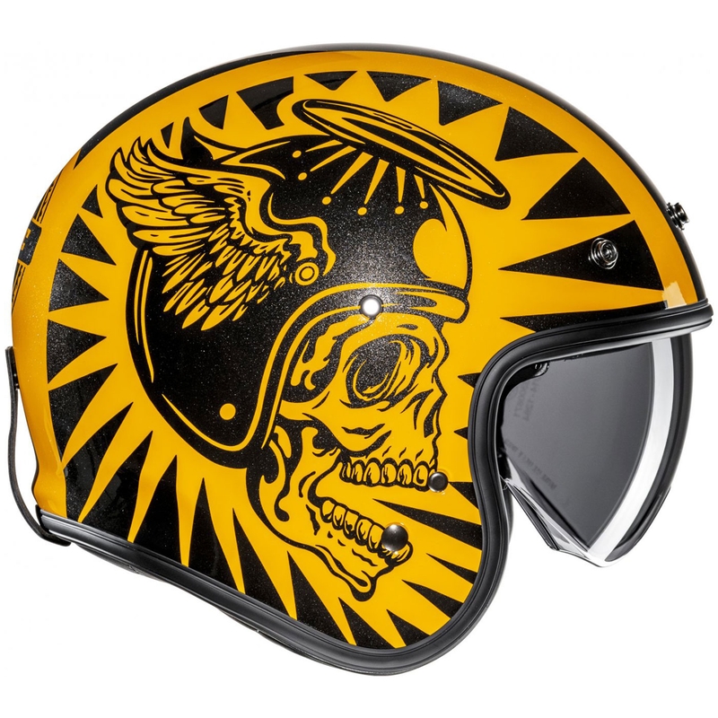 Casca moto deschisa HJC V31 Flame MC3 galben-negru