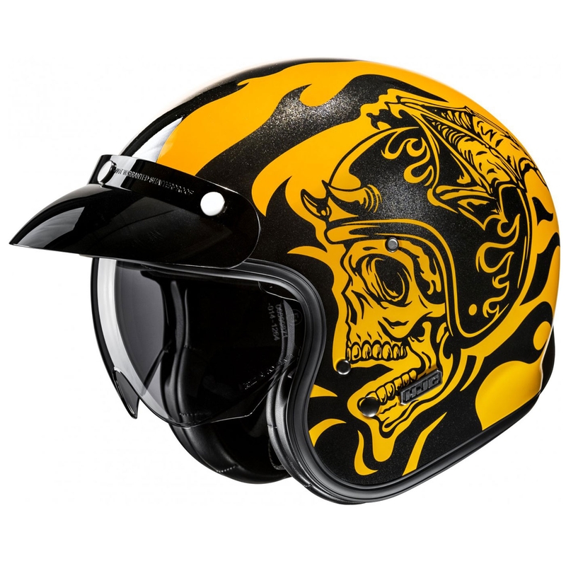 Casca moto deschisa HJC V31 Flame MC3 galben-negru