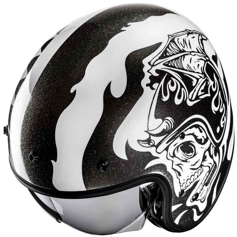 Casca moto deschisa HJC V31 Flame MC5 negru-alb