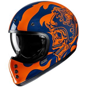 Casca moto integrala HJC V60 Flame MC27 portocaliu-albastru