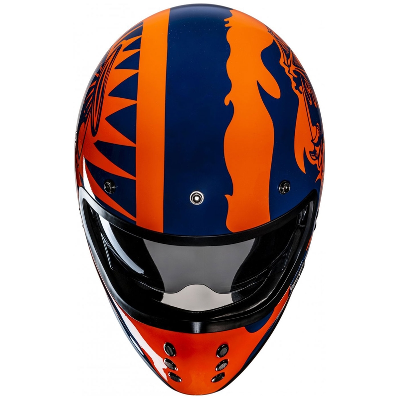 Cască integrală pentru motocicletă HJC V60 Flame MC27 portocaliu-albastru