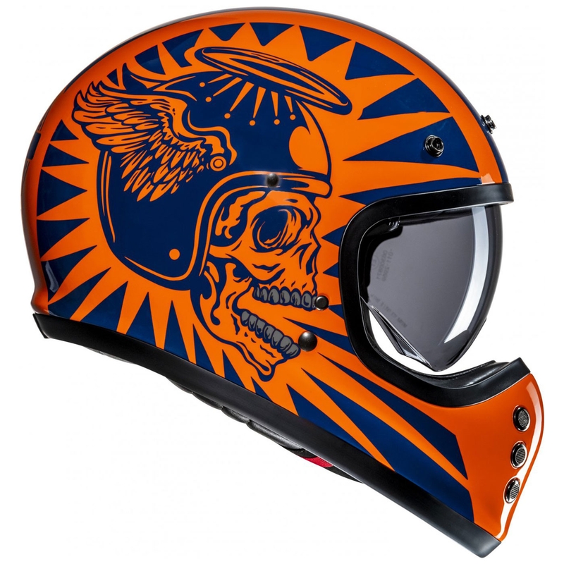 Cască integrală pentru motocicletă HJC V60 Flame MC27 portocaliu-albastru