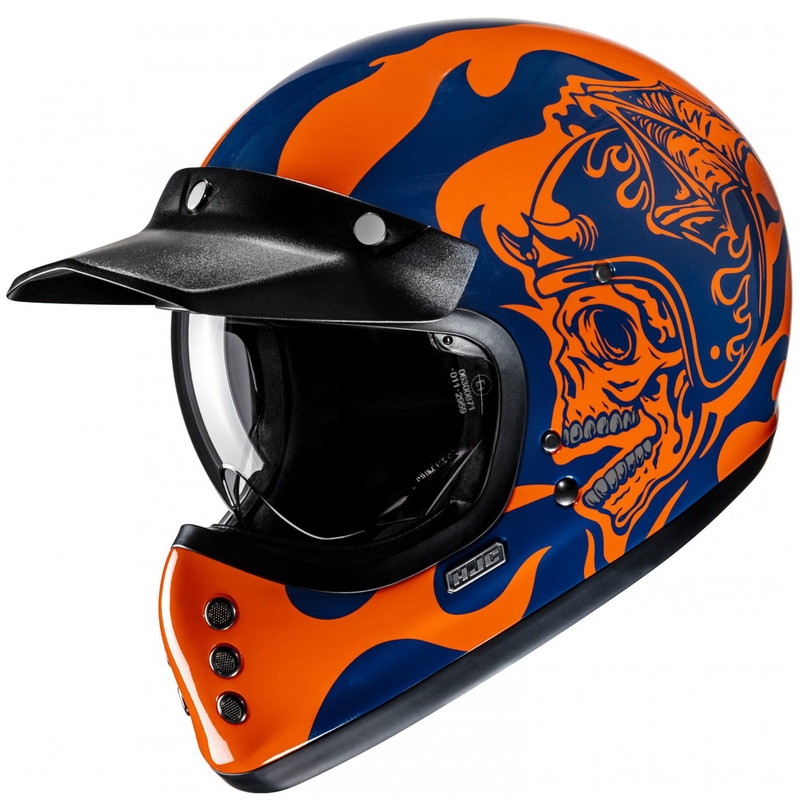 Cască integrală pentru motocicletă HJC V60 Flame MC27 portocaliu-albastru