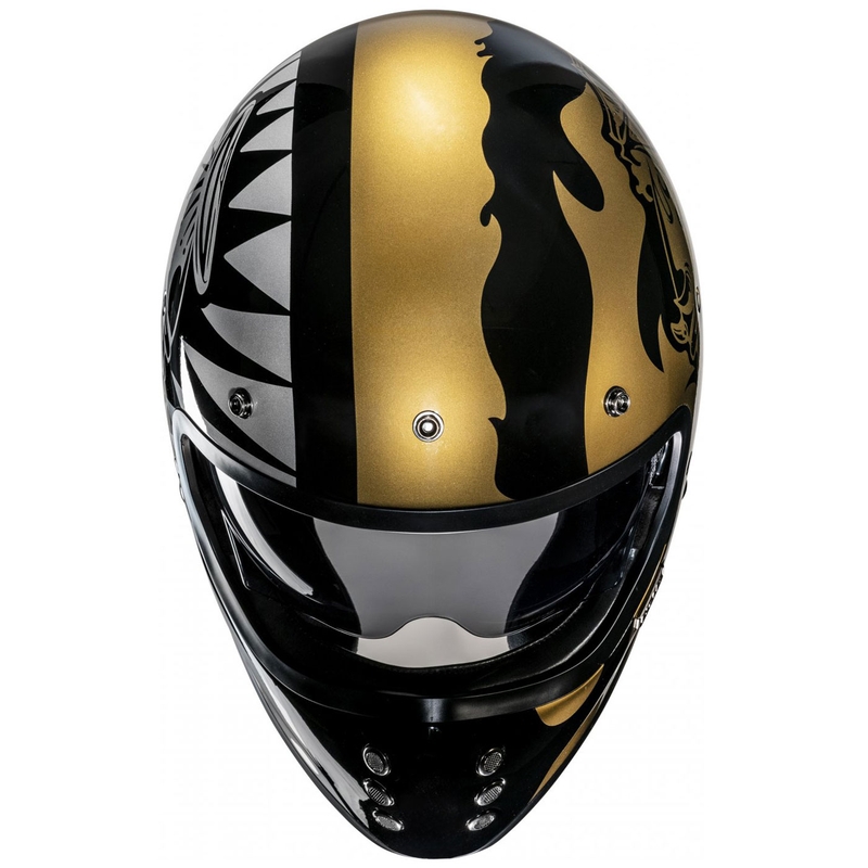 Cască integrală pentru motocicletă HJC V60 Flame MC9 auriu-negru
