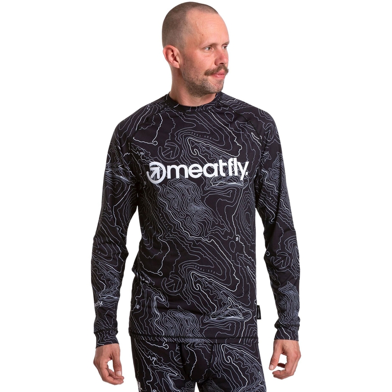 Tricou termic pentru bărbați Meatfly Avery negru-alb