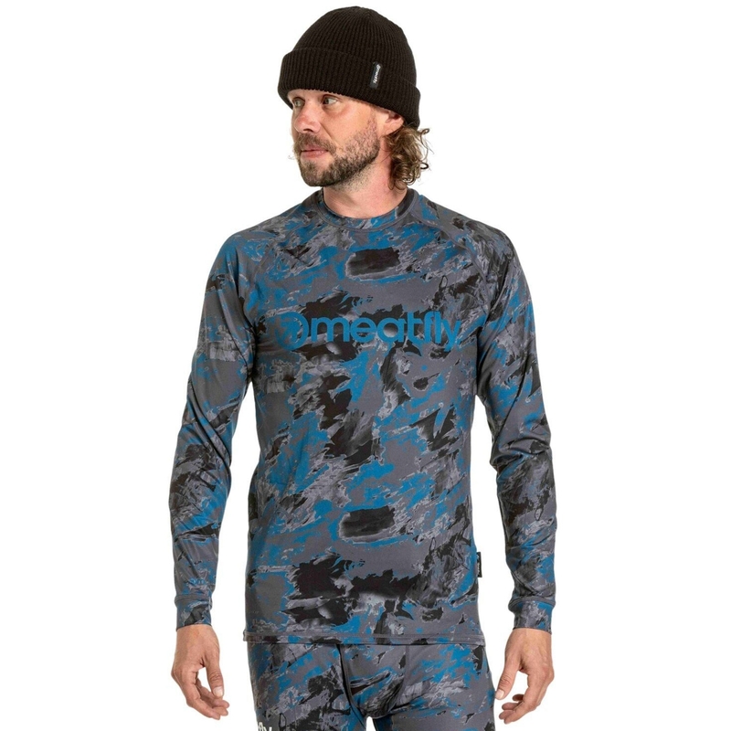 Tricou termic pentru bărbați Meatfly Avery camo albastru-gri