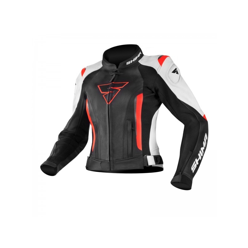 Shima Miura pentru femei Shima Miura Black-White-Fluo Red Jacheta de motociclete lichidare