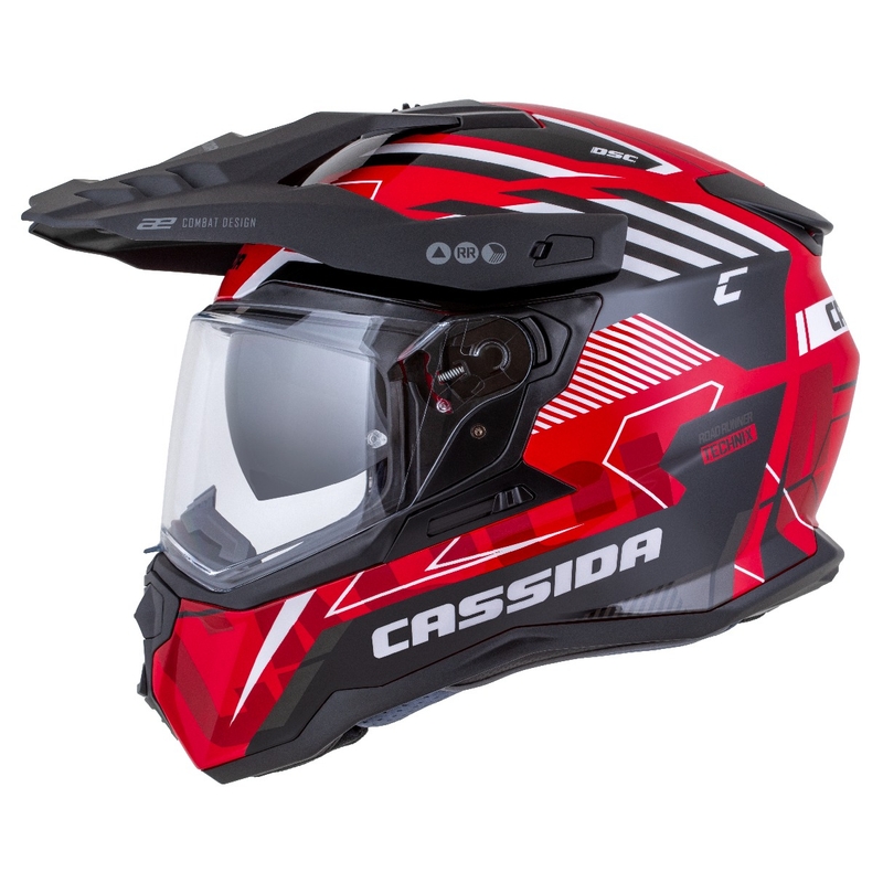 Casca enduro Cassida Road Runner TechniX rosu-negru-alb-gri