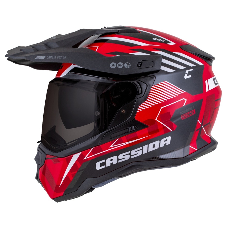 Casca enduro Cassida Road Runner TechniX rosu-negru-alb-gri