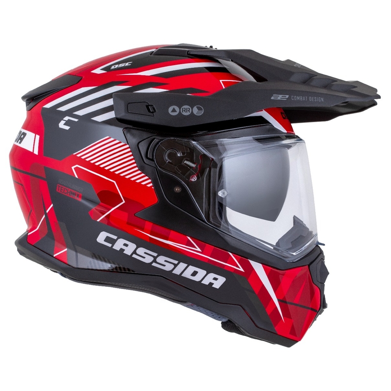 Casca enduro Cassida Road Runner TechniX rosu-negru-alb-gri