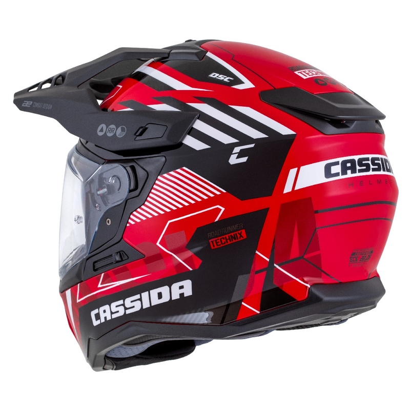 Casca enduro Cassida Road Runner TechniX rosu-negru-alb-gri