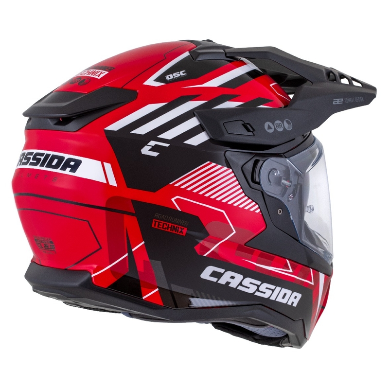 Casca enduro Cassida Road Runner TechniX rosu-negru-alb-gri