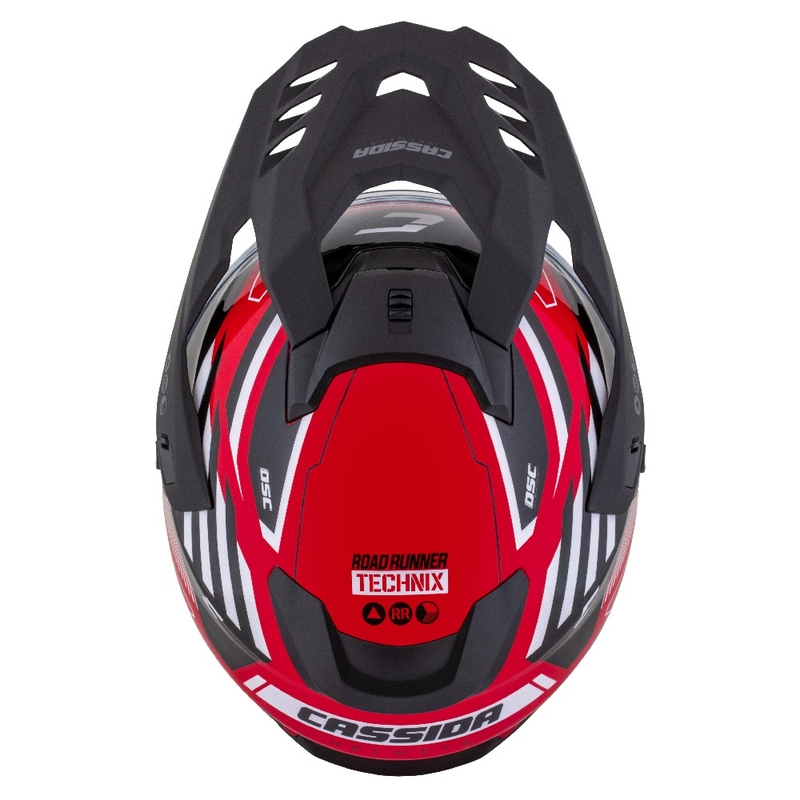 Casca enduro Cassida Road Runner TechniX rosu-negru-alb-gri