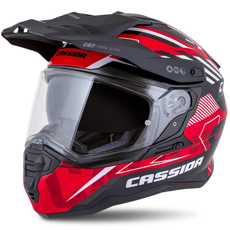 Casca enduro Cassida Road Runner TechniX rosu-negru-alb-gri