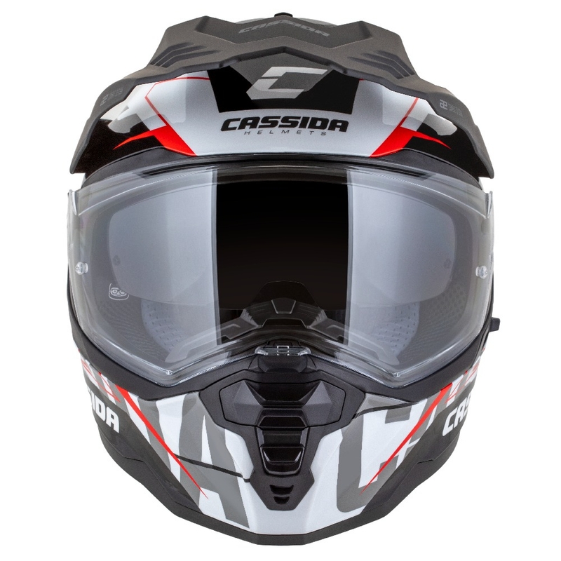 Casca enduro Cassida Road Runner TechniX alb-negru-rosu-gri