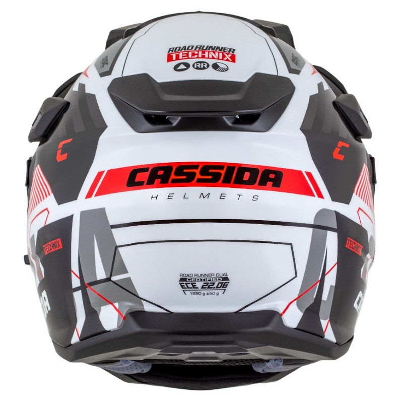 Casca enduro Cassida Road Runner TechniX alb-negru-rosu-gri