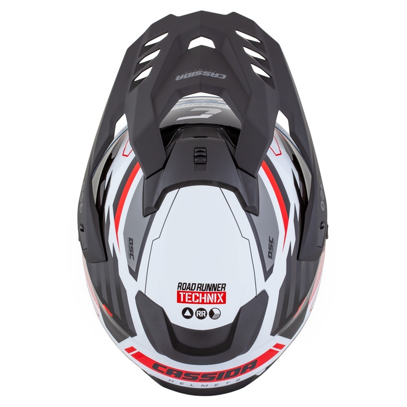 Casca enduro Cassida Road Runner TechniX alb-negru-rosu-gri