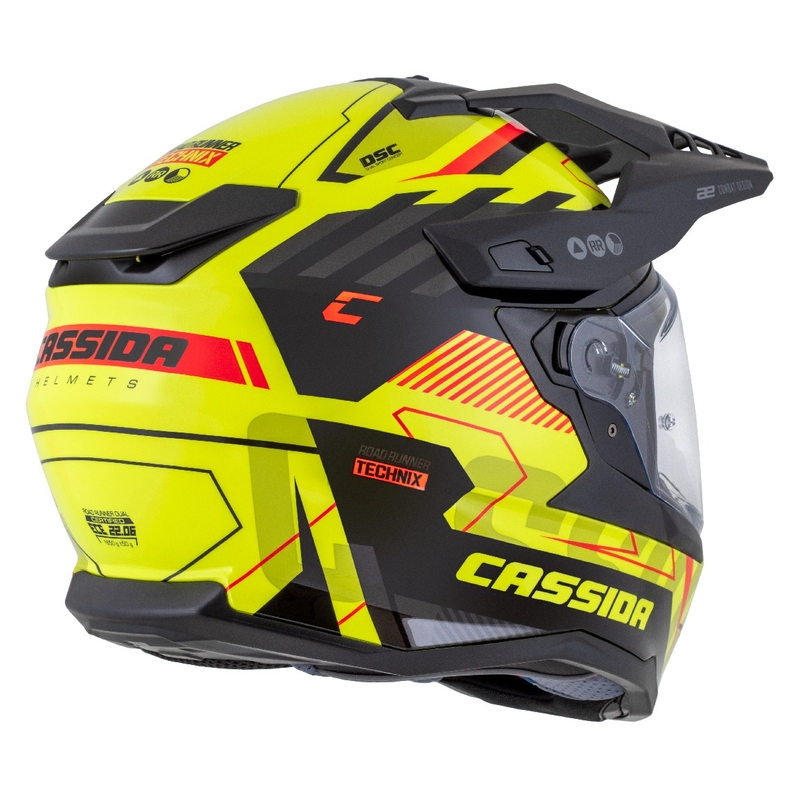 Casca enduro Cassida Road Runner TechniX galben fluo-negru-portocaliu-gri