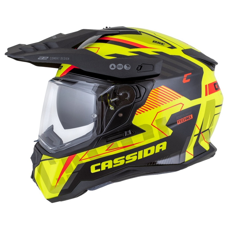 Casca enduro Cassida Road Runner TechniX galben fluo-negru-portocaliu-gri