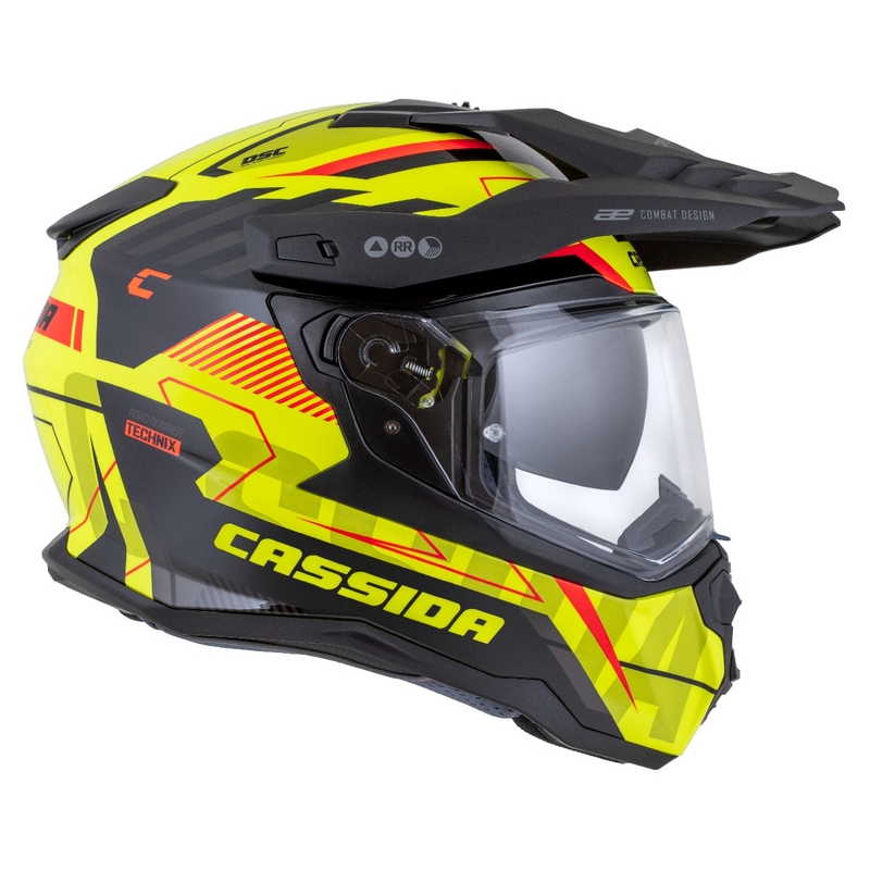 Casca enduro Cassida Road Runner TechniX galben fluo-negru-portocaliu-gri