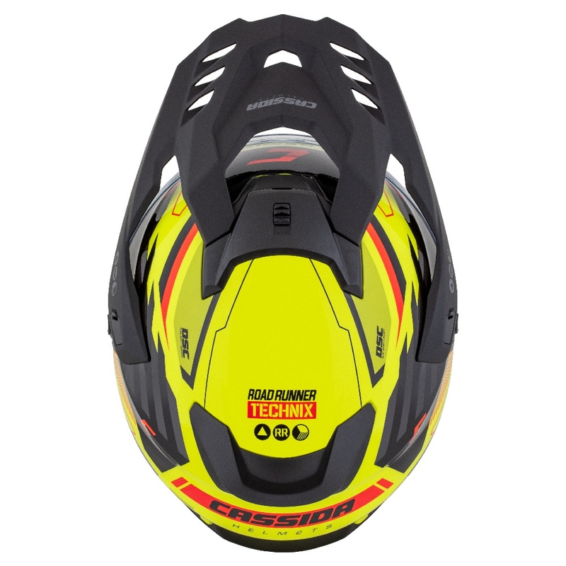Casca enduro Cassida Road Runner TechniX galben fluo-negru-portocaliu-gri