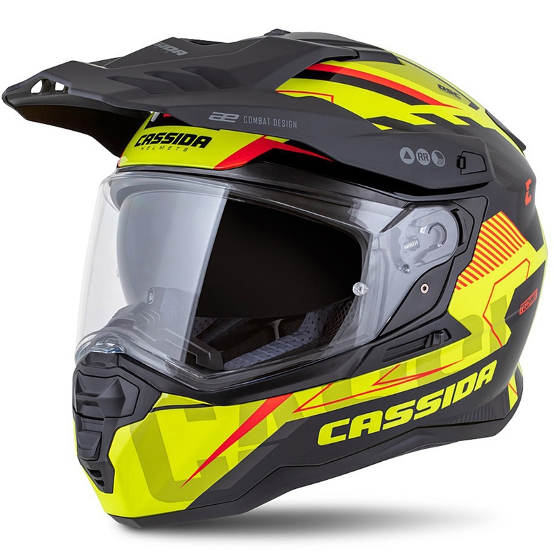 Casca enduro Cassida Road Runner TechniX galben fluo-negru-portocaliu-gri
