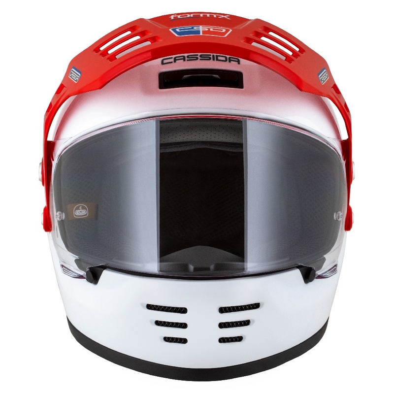 Casca enduro Cassida FormX FlatOut alb-albastru-rosu
