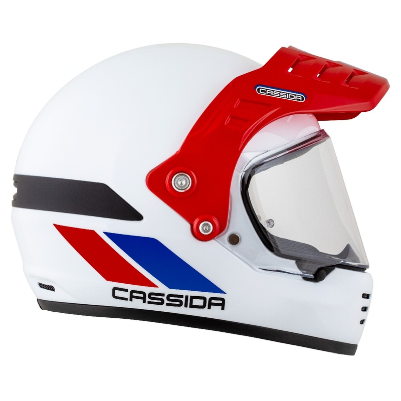 Casca enduro Cassida FormX FlatOut alb-albastru-rosu