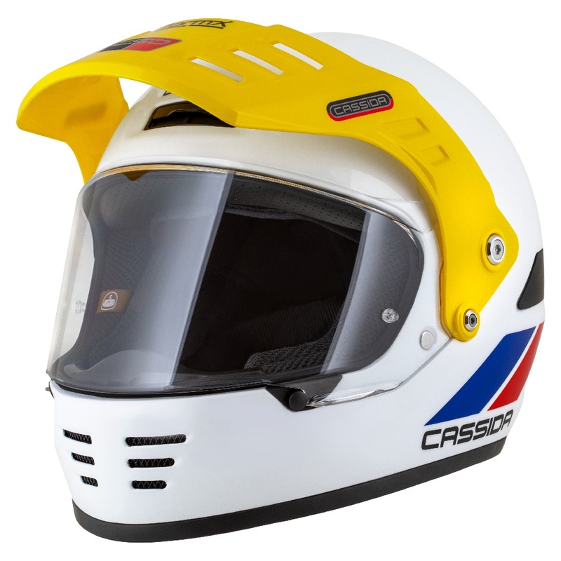 Casca enduro Cassida FormX FlatOut alb-albastru-rosu