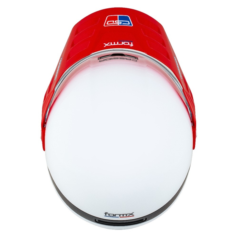 Casca enduro Cassida FormX FlatOut alb-albastru-rosu
