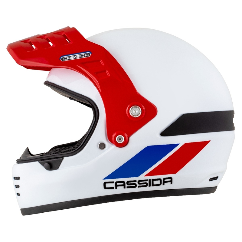 Casca enduro Cassida FormX FlatOut alb-albastru-rosu