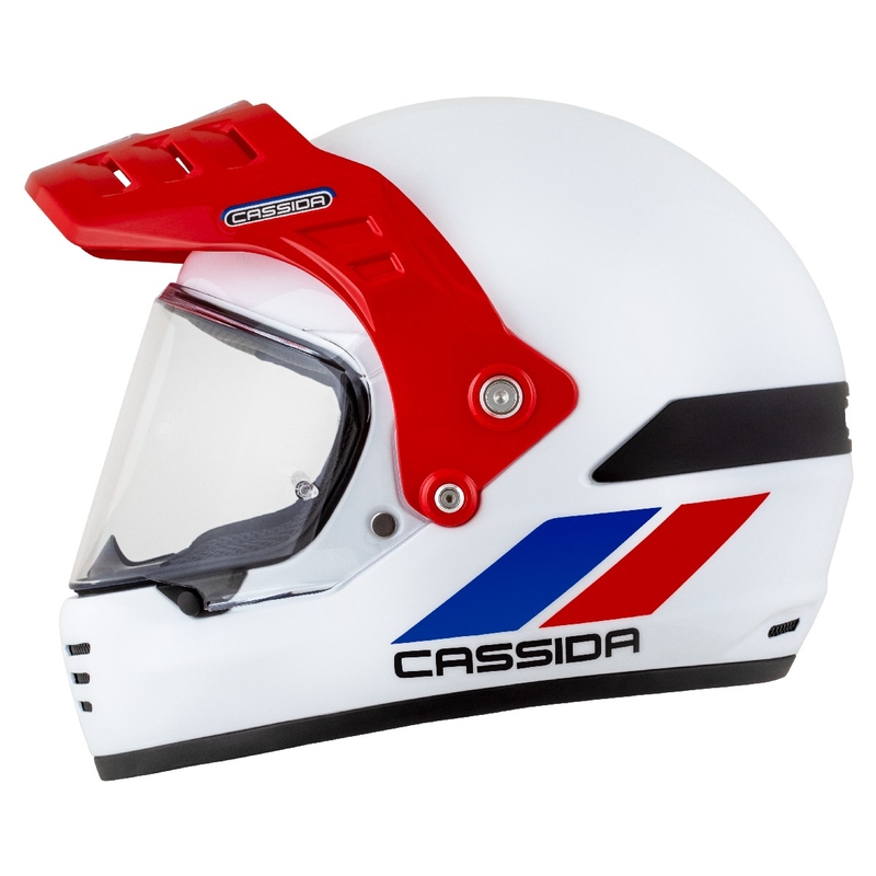 Casca enduro Cassida FormX FlatOut alb-albastru-rosu