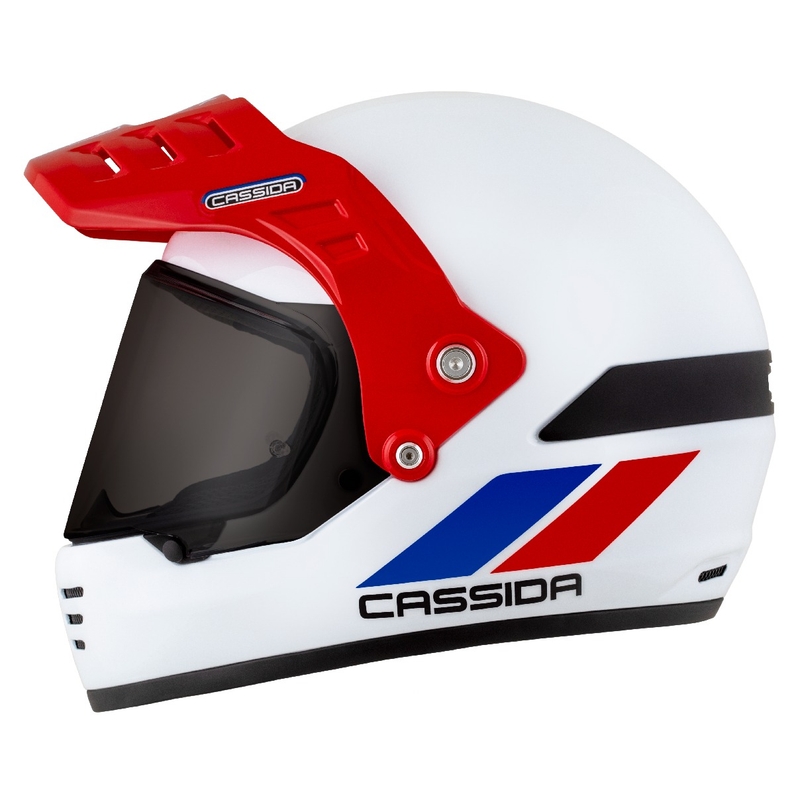 Casca enduro Cassida FormX FlatOut alb-albastru-rosu