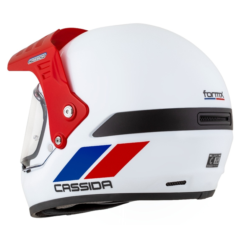 Casca enduro Cassida FormX FlatOut alb-albastru-rosu