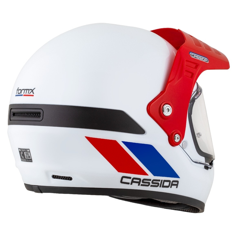 Casca enduro Cassida FormX FlatOut alb-albastru-rosu