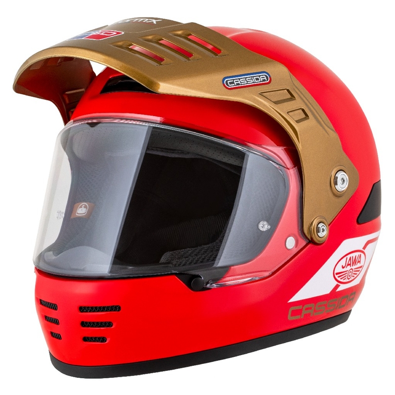 Casca enduro Cassida FormX Jawa RotaX rosu-alb-auriu