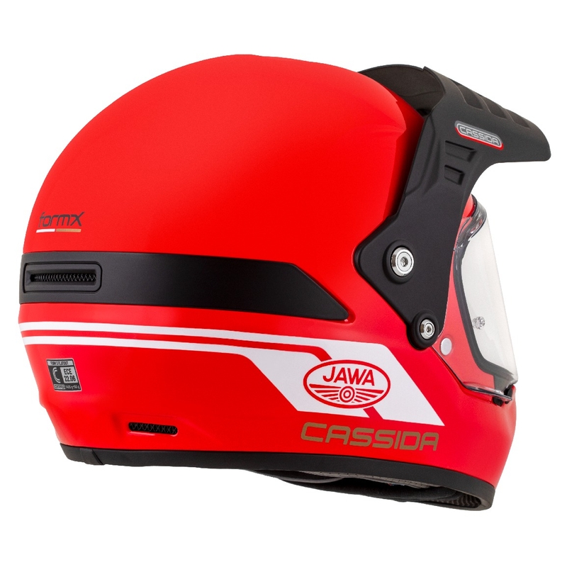 Casca enduro Cassida FormX Jawa RotaX rosu-alb-auriu