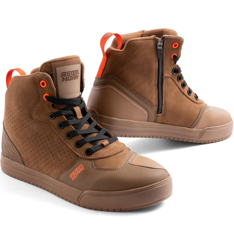 Ghete moto din piele Rebelhorn Spike maro