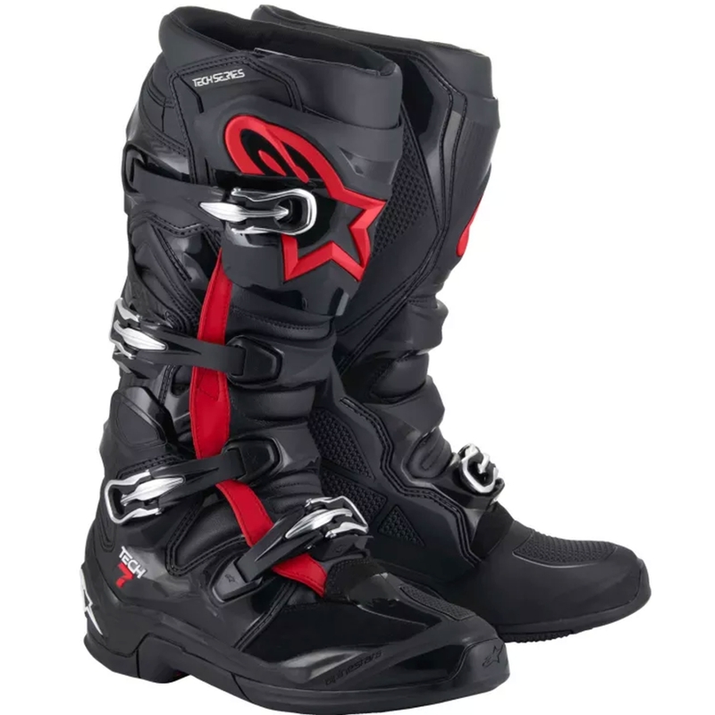 Ghete motocross Alpinestars TECH 7 negru-rosu fluo