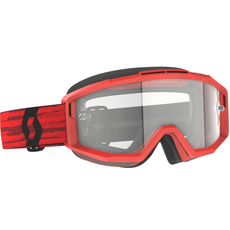 Ochelari de motocross SCOTT Split OTG roșii cu plexiglas transparent