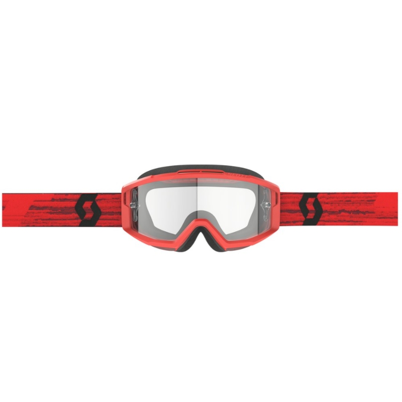 Ochelari de motocross SCOTT Split OTG roșii cu plexiglas transparent