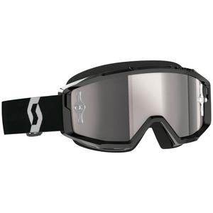 Ochelari de motocross SCOTT Primal CH alb-negru cu plexiglas crom argintiu