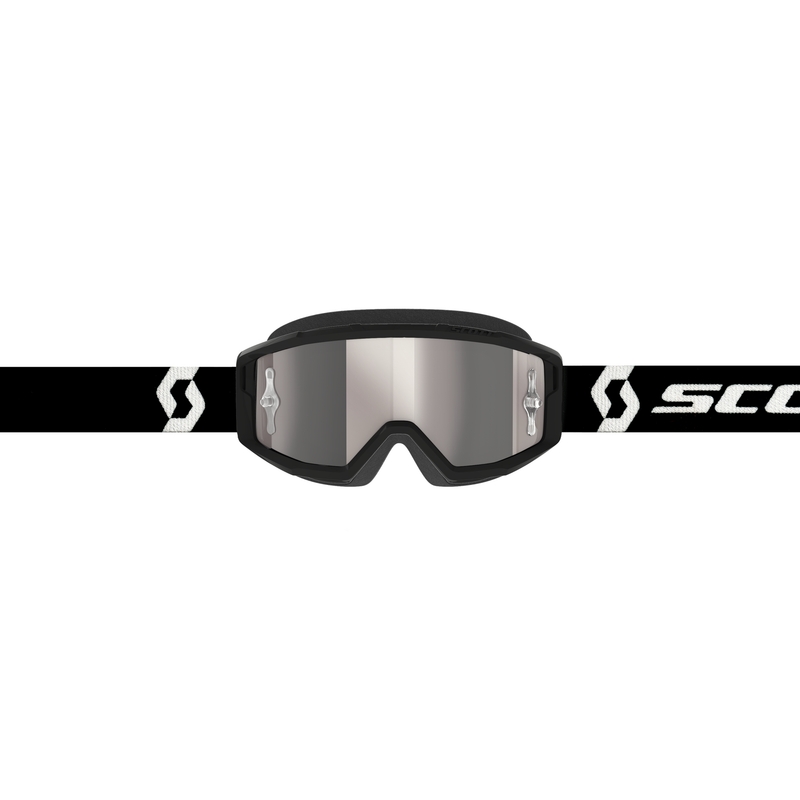 Ochelari de motocross SCOTT Primal CH alb-negru cu plexiglas crom argintiu