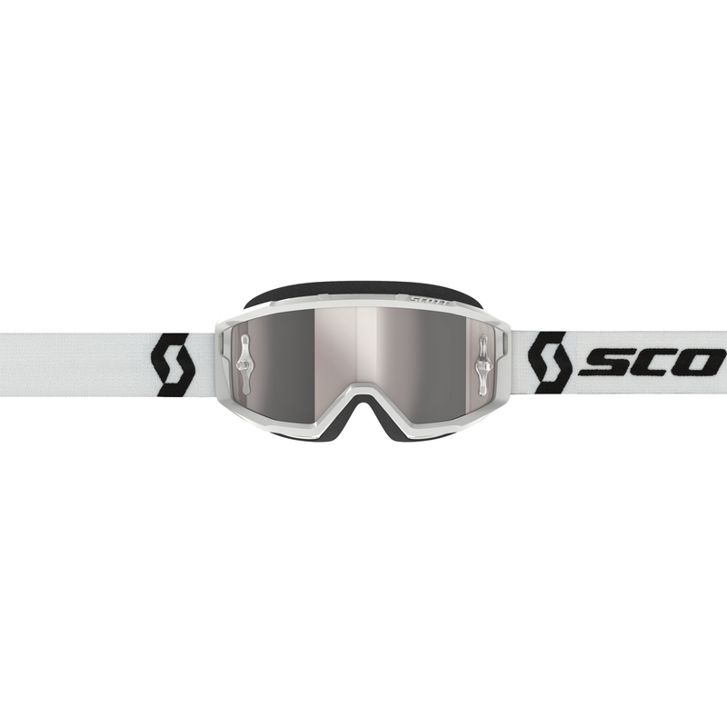 Ochelari de motocross SCOTT Primal CH alb cu plexiglas crom argintiu