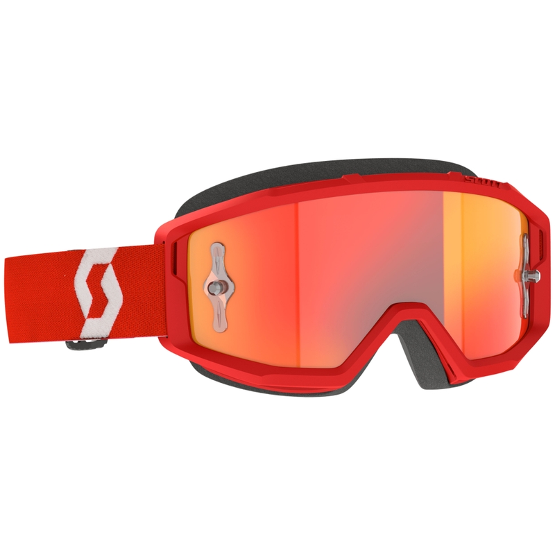 Ochelari de motocross SCOTT Primal CH roșu-alb cu plexiglas crom portocaliu